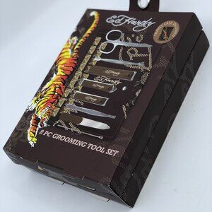 Ed Hardy Men’s 8pc Grooming Set W/Travel Case Clippers Scissors File Tweezers!